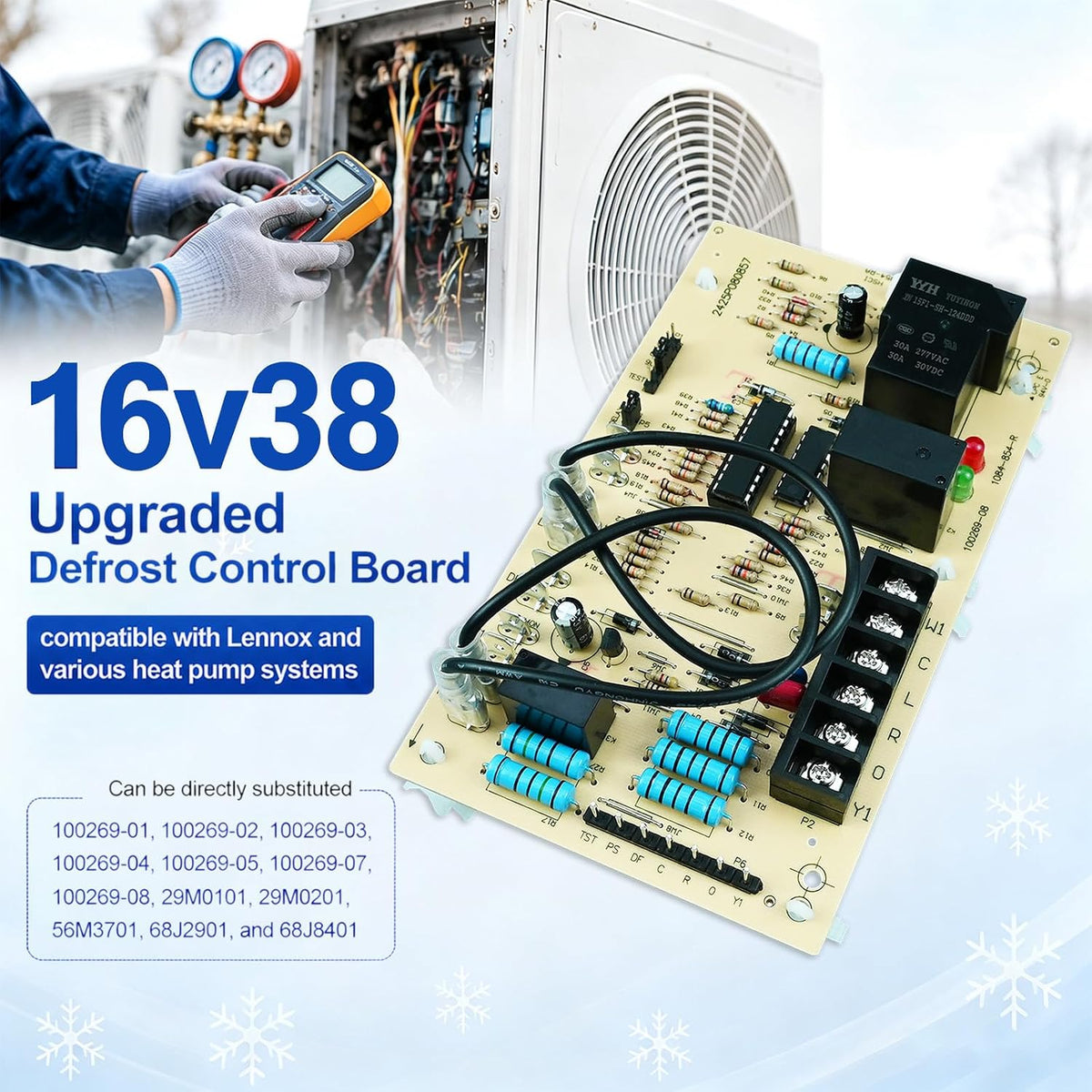 16v38 Upgraded Defrost Control Board Replacement for Lennox 100269-08