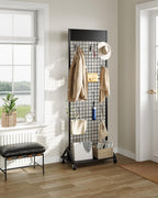Grid Wall Panel, 2’ x 5.7’ Ft Floor Standing Gridwall Display Rack, Retail Display Stand, with 4 S-Shaped Hooks and 4
