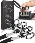 Heavy Duty Kitchen Shears With Sharpener - Lifetime Replacement Warranty* - Multipurpose Stainless Steel Scissors for