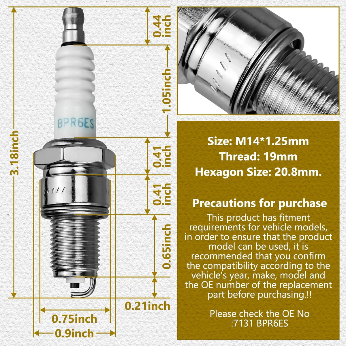 2 Pack Replacement Spark Plug for Toro 81-3250 for NGK BPR6ES 119-1901 121-0186 121-0396 89947 ST31234 ST62113 Lawn Mower Models
