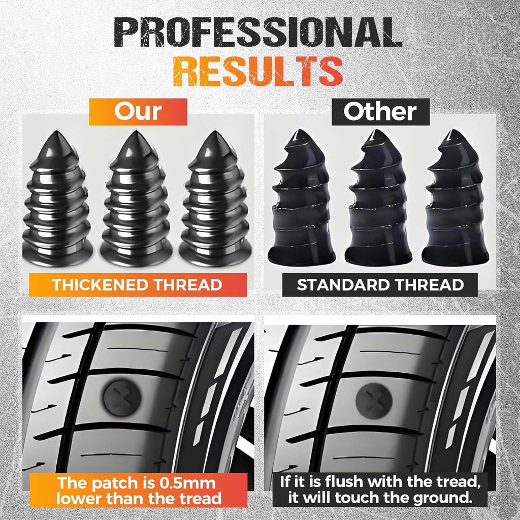 Tire Repair Rubber Nail Kit with 2 Sizes, Screw in Tire Plugs Rubber Screws, Tire Repair Screws for Tubeless Tires
