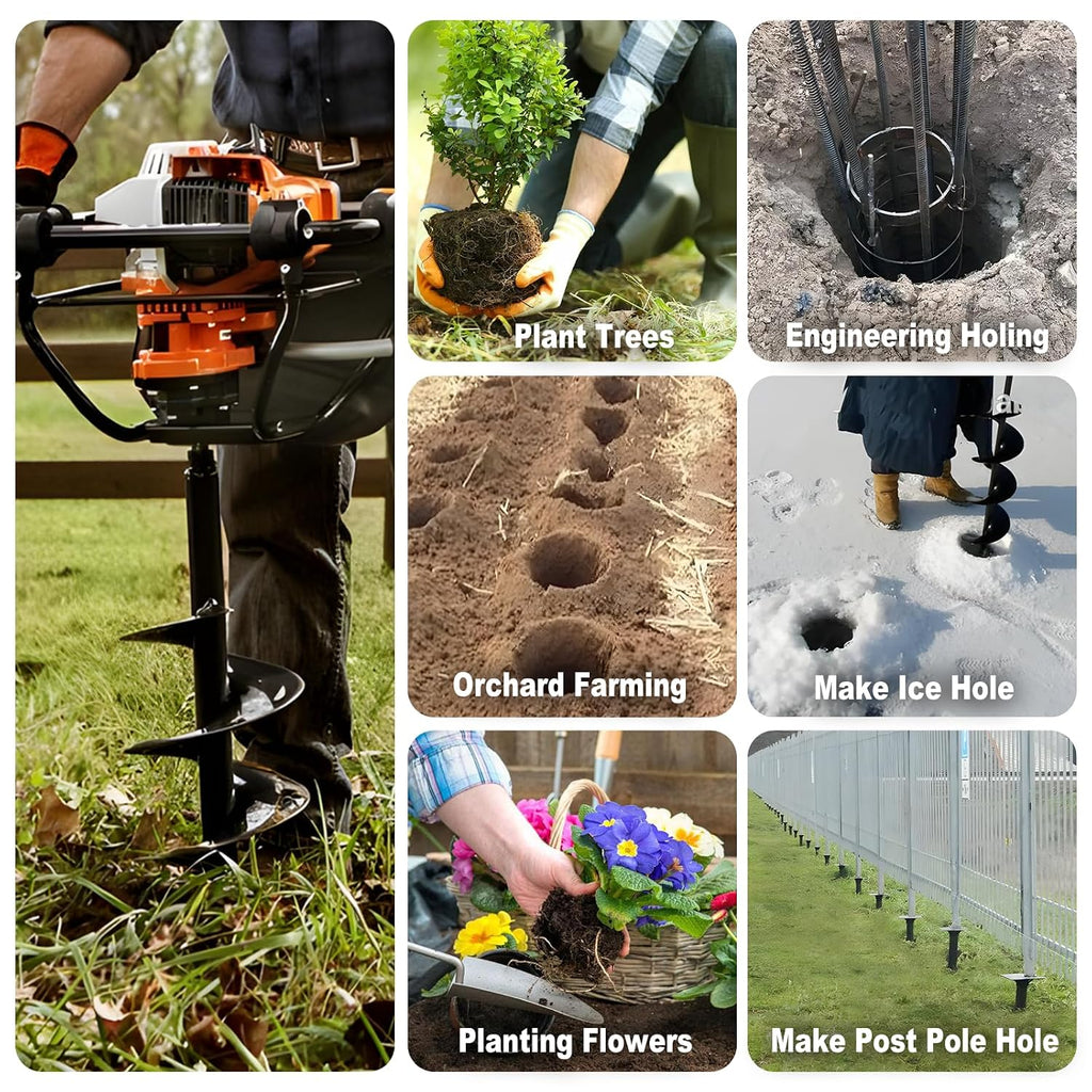 Heavy-Duty Earth Auger Drill Bit - 3" x 31.5" Post Hole Digger with Tungsten Carbide Tip for Fence, Tree Planting