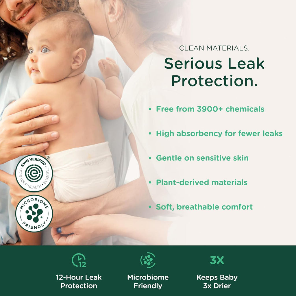 Non-Toxic Diapers for Sensitive Skin - Size 1, 33 Count