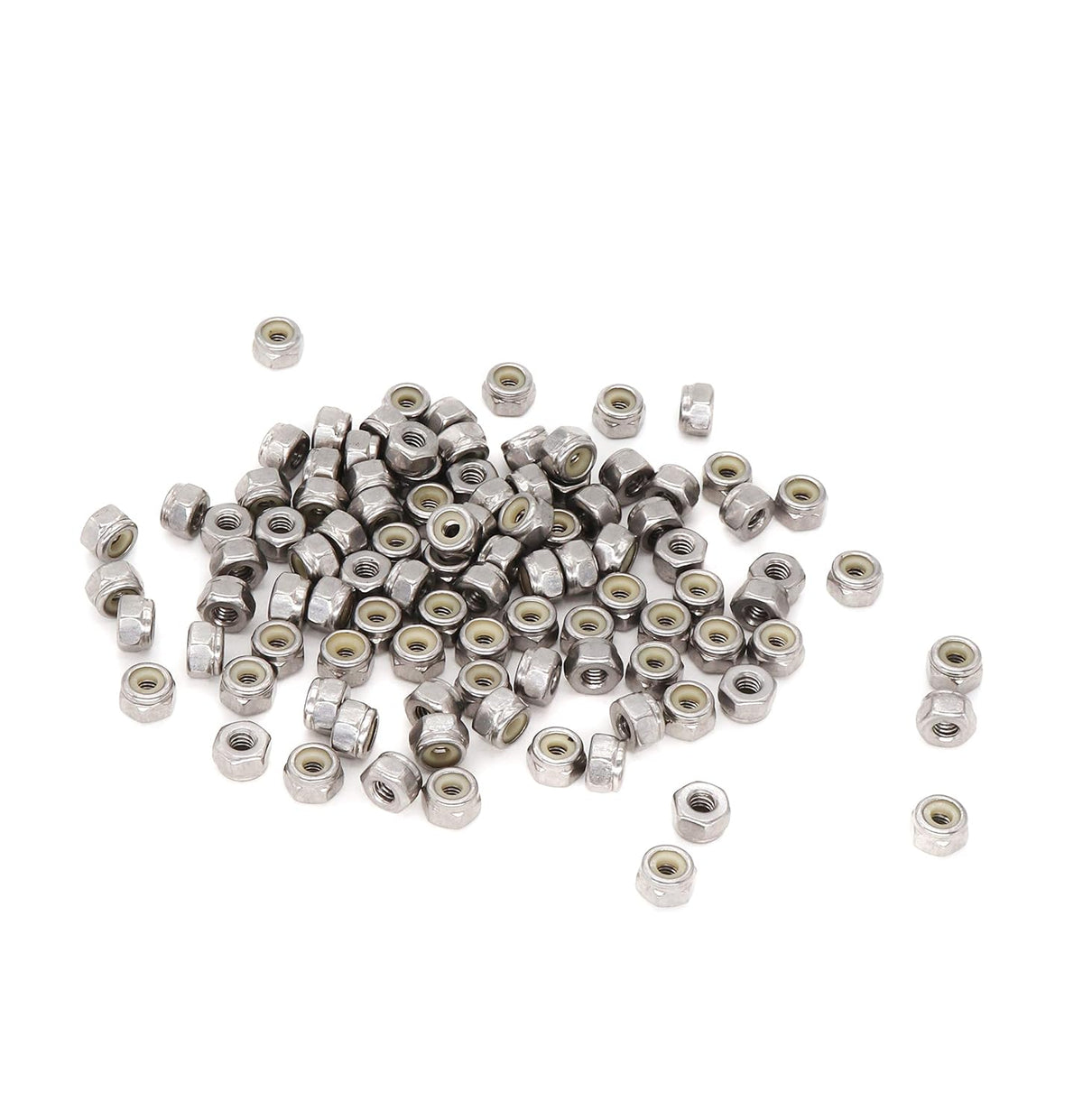 8-32 Nylock Nuts, #8 Stainless Steel Nylon Inserted Self Locking Nuts, Pack of 100