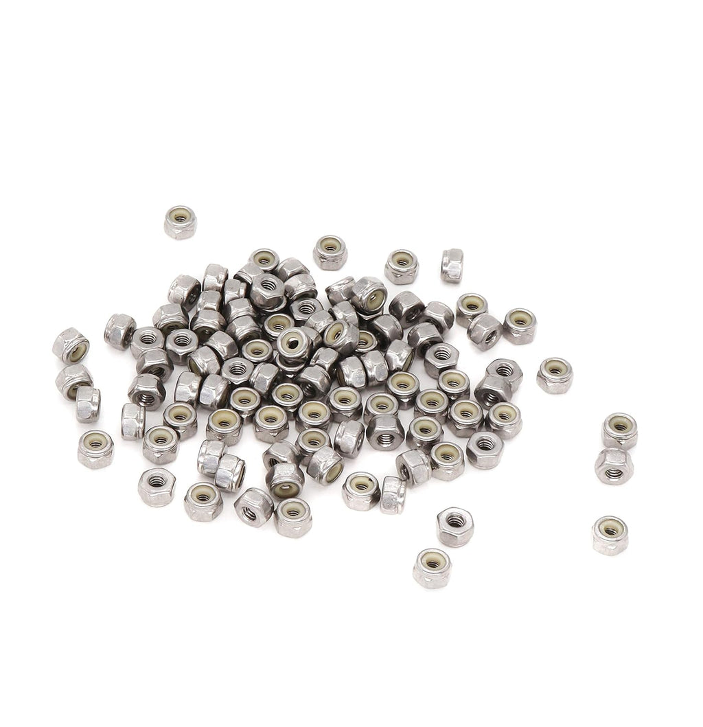100pcs 10-32 Nylon Inserted Lock Nuts - 304 Stainless Steel, #10-32 Nylock Nuts for Furniture, Tools, Handle