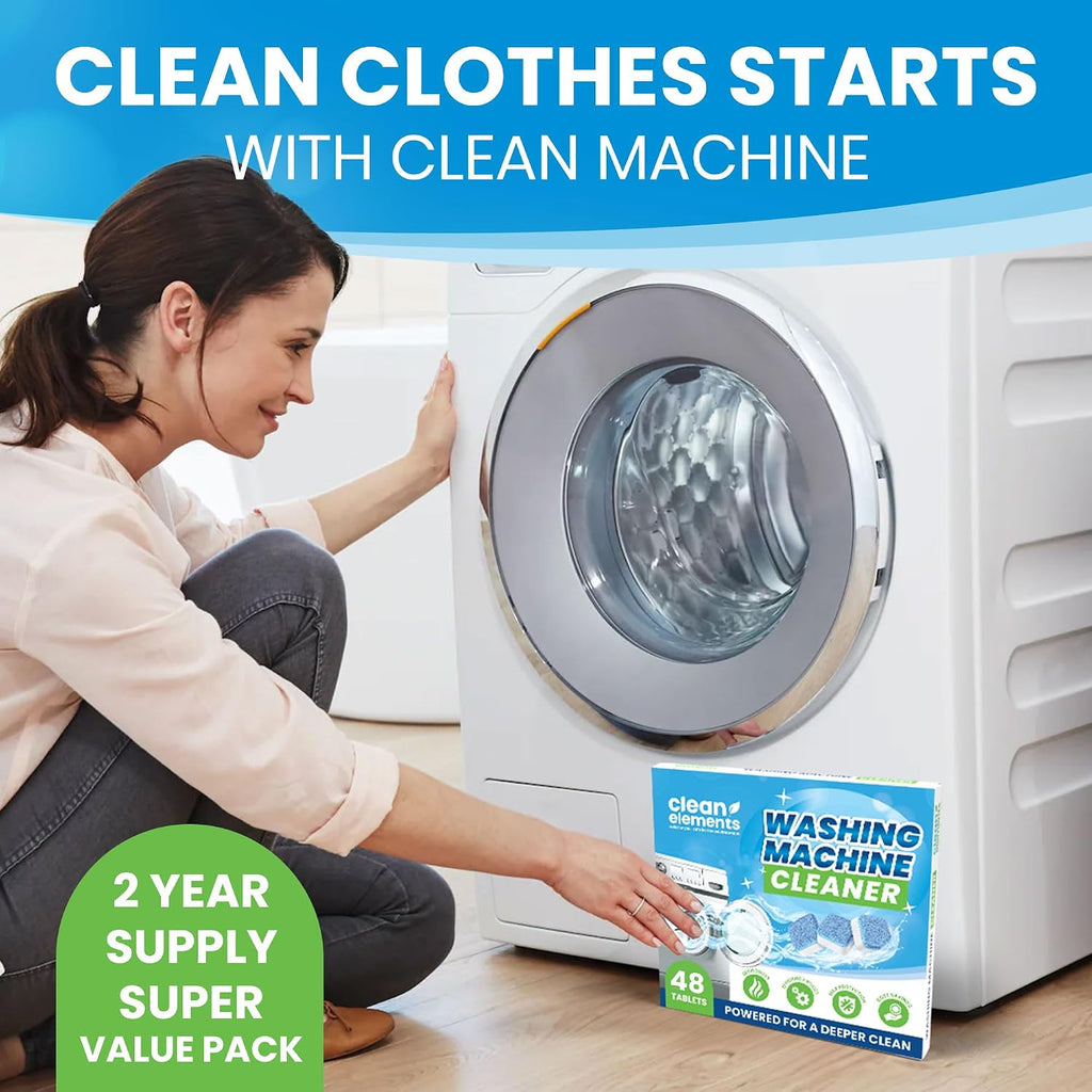 Washing Machine Cleaner & Descaler Tablets, HE Washer Deep Cleaning, 48 Ct