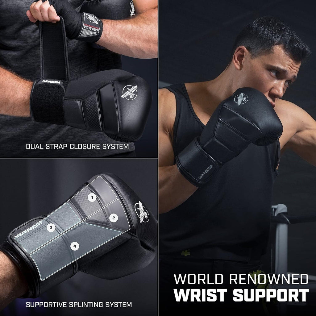 T3 Boxing Gloves 16oz, Perfect Stretch 4.0 Boxing Hand Wraps 180 Inches - All Items are Black