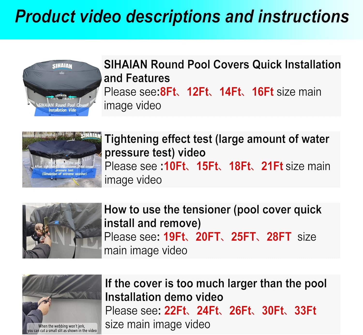 16Ft Round Pool Cover, Prevents Water Accumulation Above Ground Pool Cover, Quick Installation and Removal One-Piece