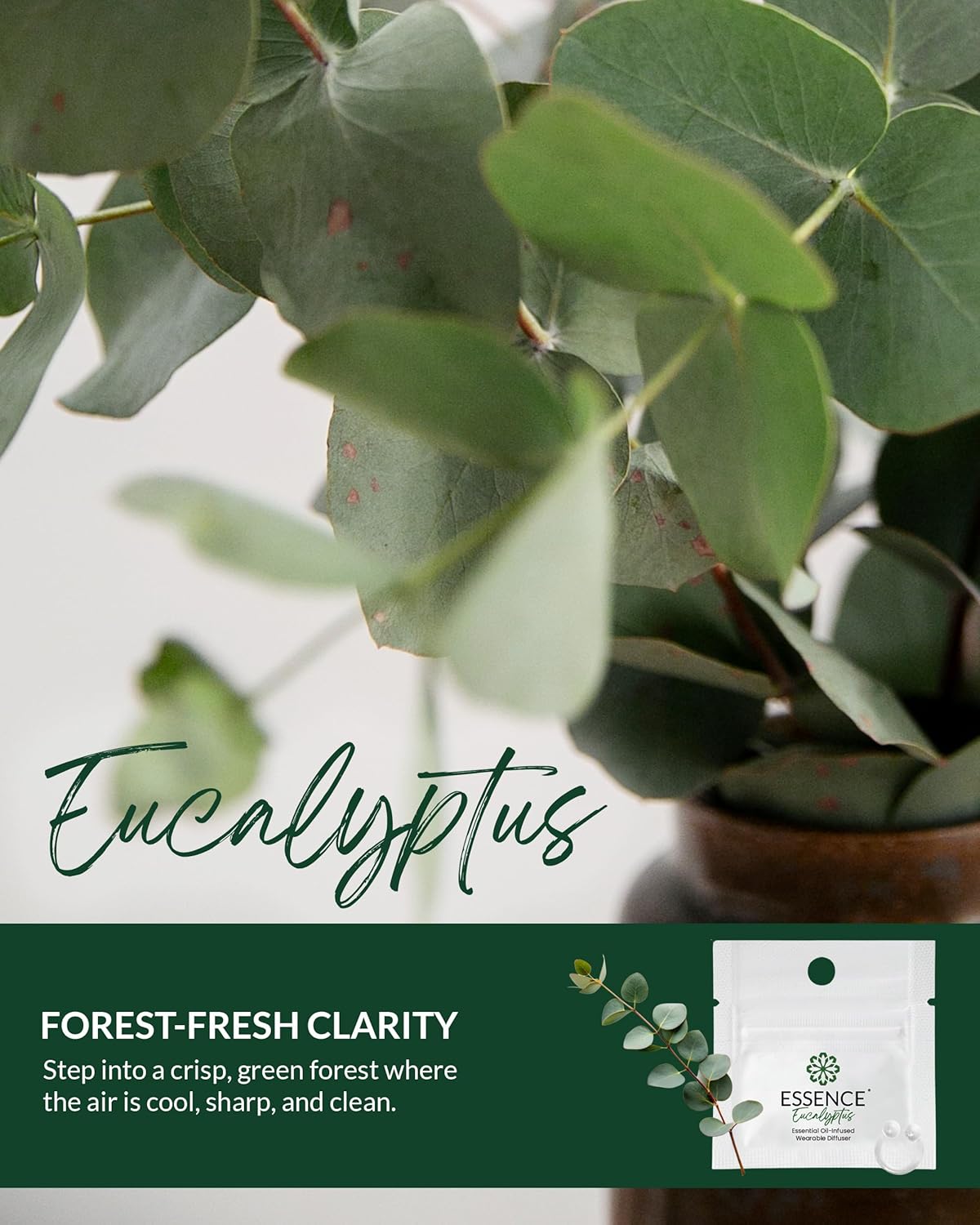 Essence Wearable Aromatherapy Nasal Diffuser – Eucalyptus Essential Oil | Nose Ring Silicone Inhaler for Stress &