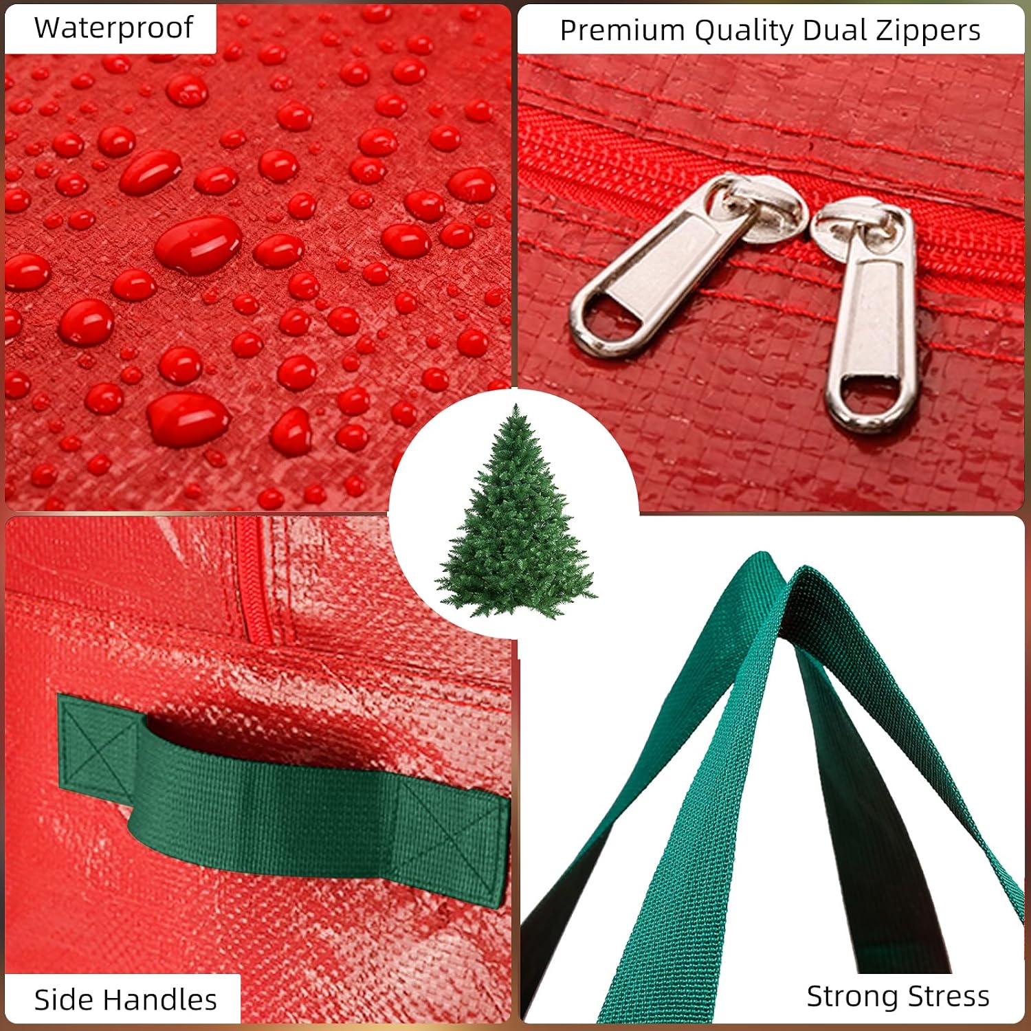Durable Large Christmas Tree Storage Bag,Fits Up to 9 ft Artificial Trees,Heavy Duty Zipper&Reinforced Handles For