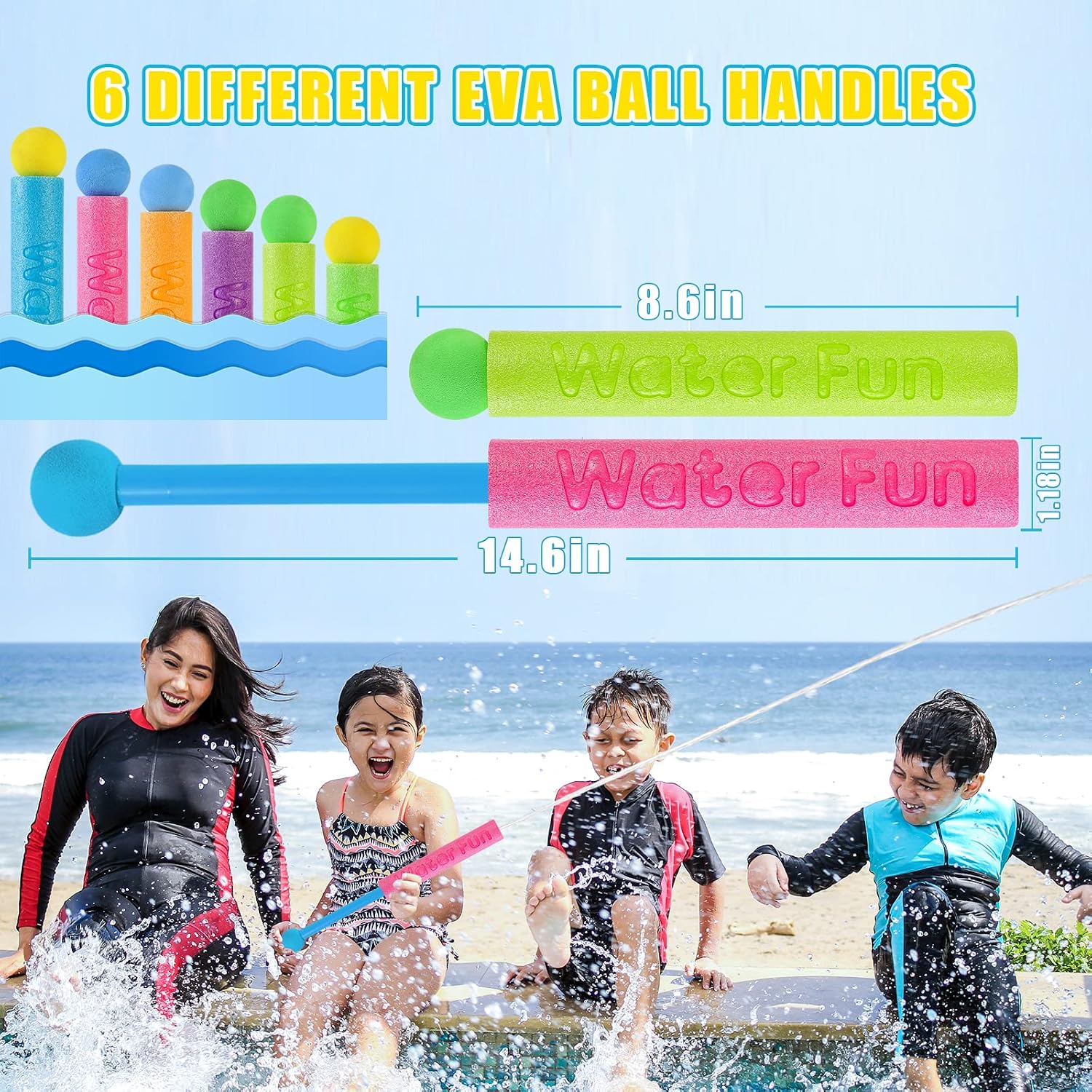 Water Blasters 12PCS, Foam Squirt Guns for Toddlers 1-3, Pool Toys Water Soaker Squirter Gun for Kids 3-10, Summer