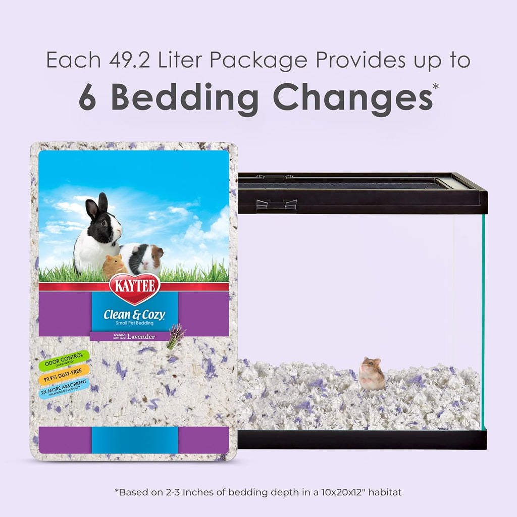 Clean & Cozy Lavender Paper Bedding for Guinea Pigs, 49.2 Liters | Fresher habitats with rabbit bedding. Hamster