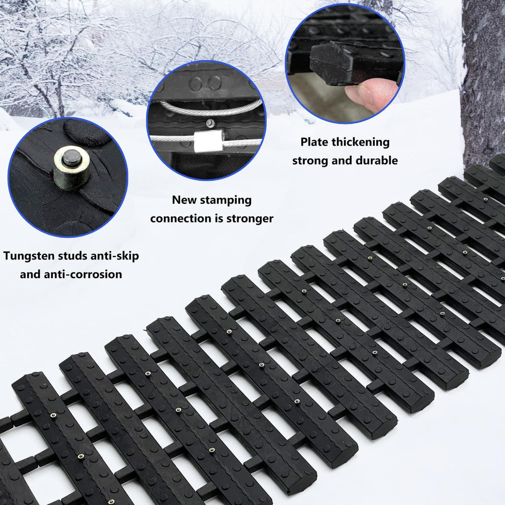 Portable Vehicle Recovery Traction Mat Tracks for Car/Truck in Mud, Snow, Ice，Sand Emergency Strong Grasping Strength