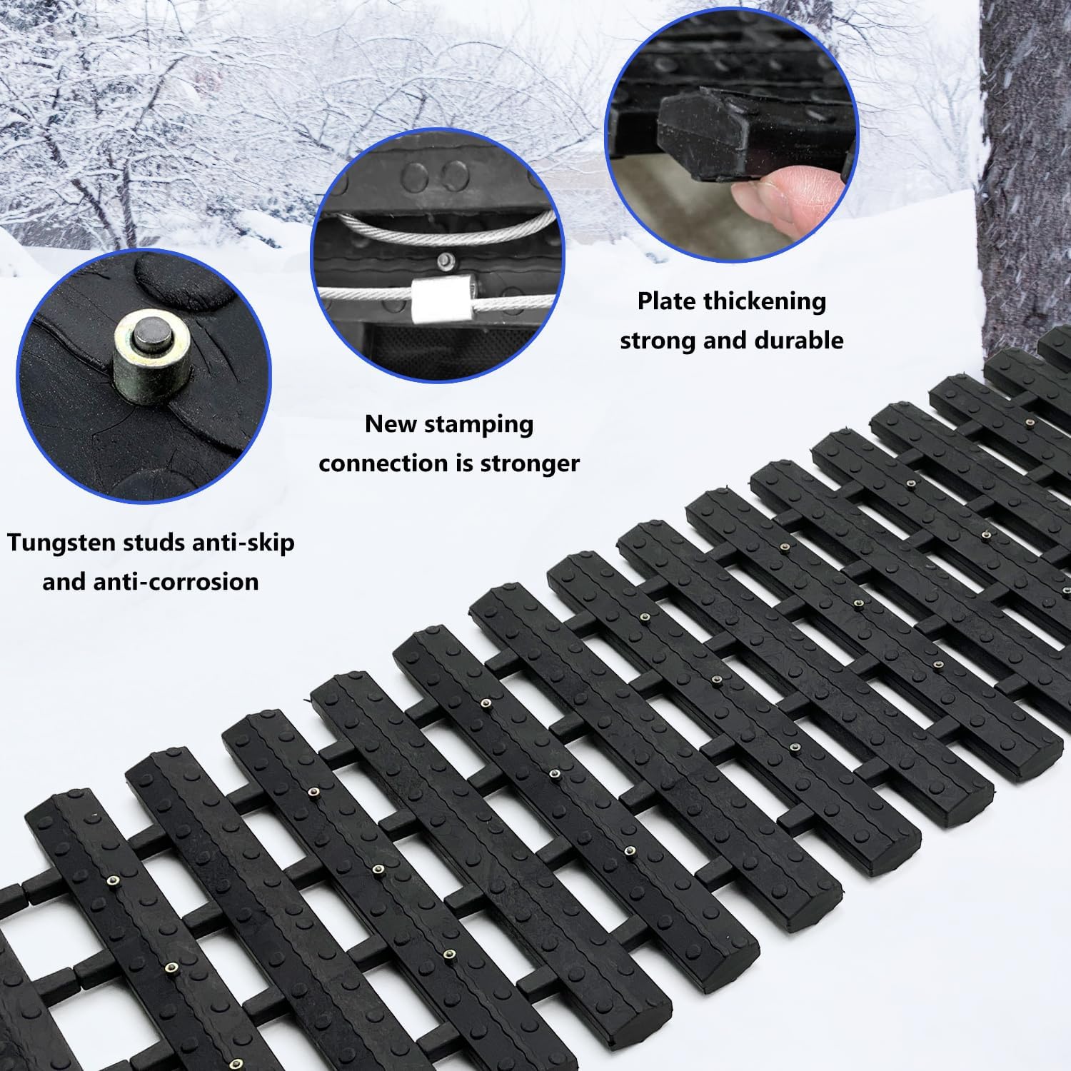 Portable Vehicle Recovery Traction Mat Tracks for Car/Truck in Mud, Snow, Ice，Sand Emergency Strong Grasping Strength