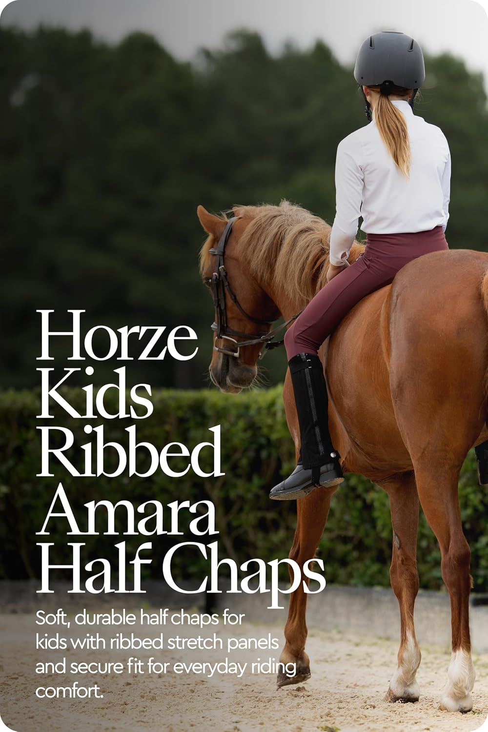 Amara Equestrian Half Chaps Kids, Faux Leather Half Chaps for Kids