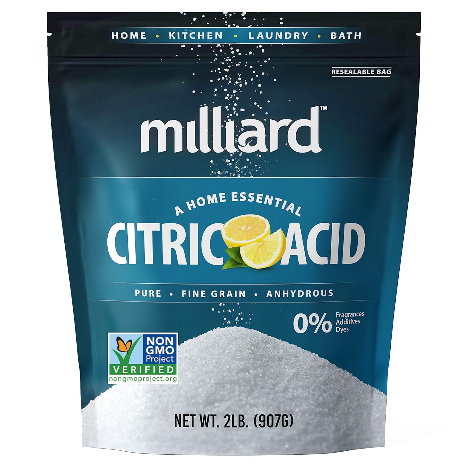 Citric Acid Powder Food Grade, 2 lb Bag, Bulk, 100% Pure, Non-GMO Project Verified