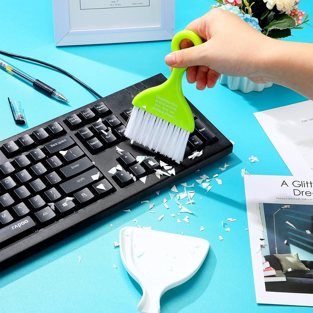3 Pack Mini Dustpan and Brush Set Colorful Small Broom and Dustpan Set Hand Whisk Brooms Tiny Cleaning Brush Table