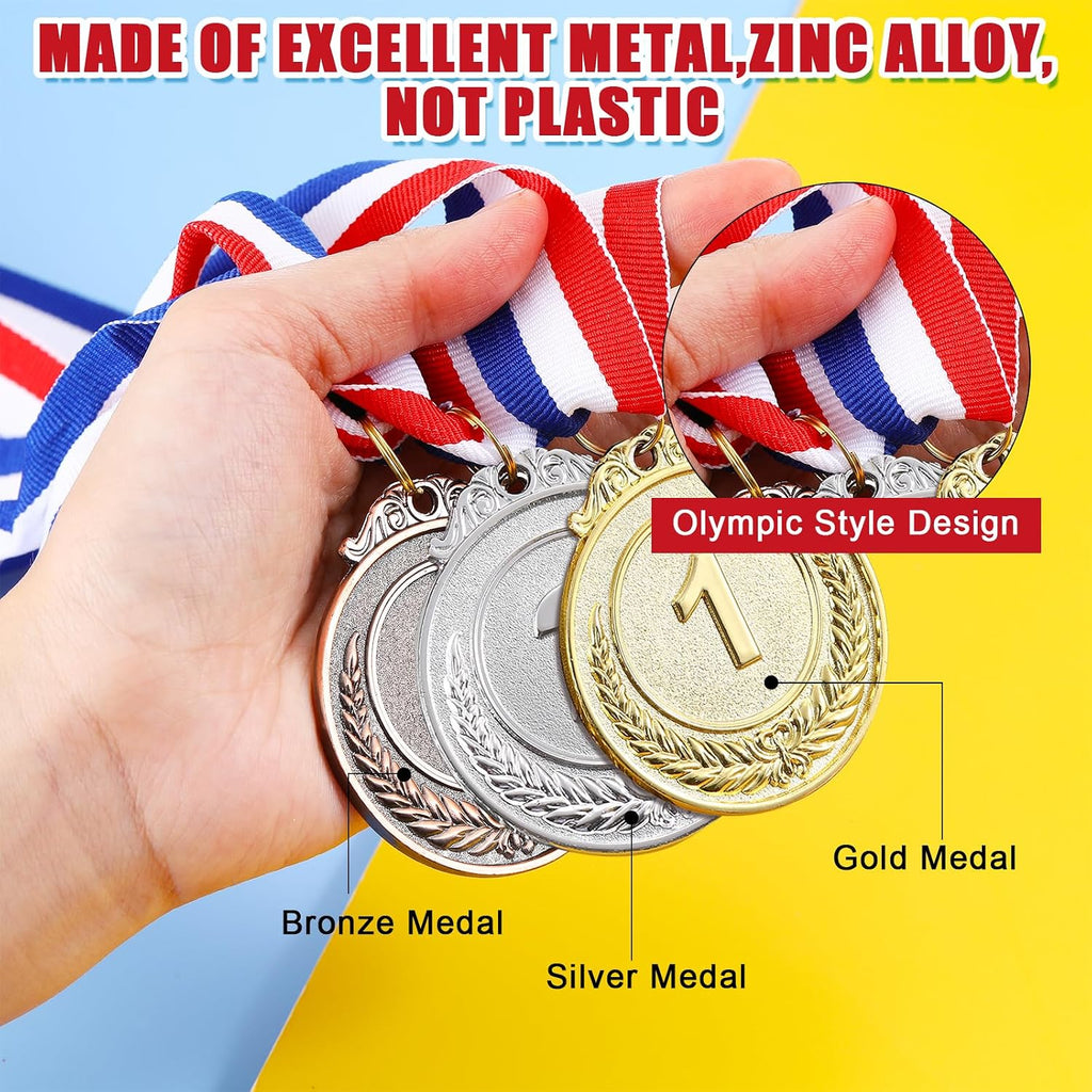 Metal Winner Award Medals, Gold Sliver Copper Winner Medals with Neck Ribbon 1st 2nd 3rd Prize Medals for
