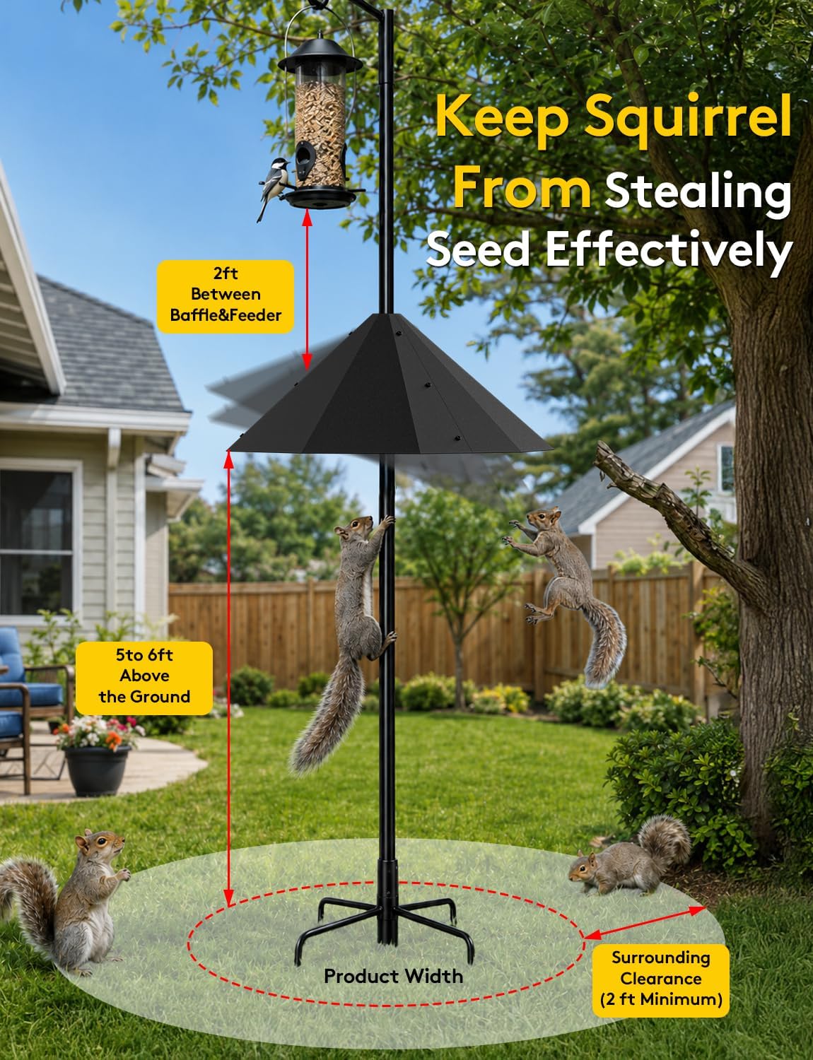 19'' Metal Squirrel Baffle for Bird Feeder Pole