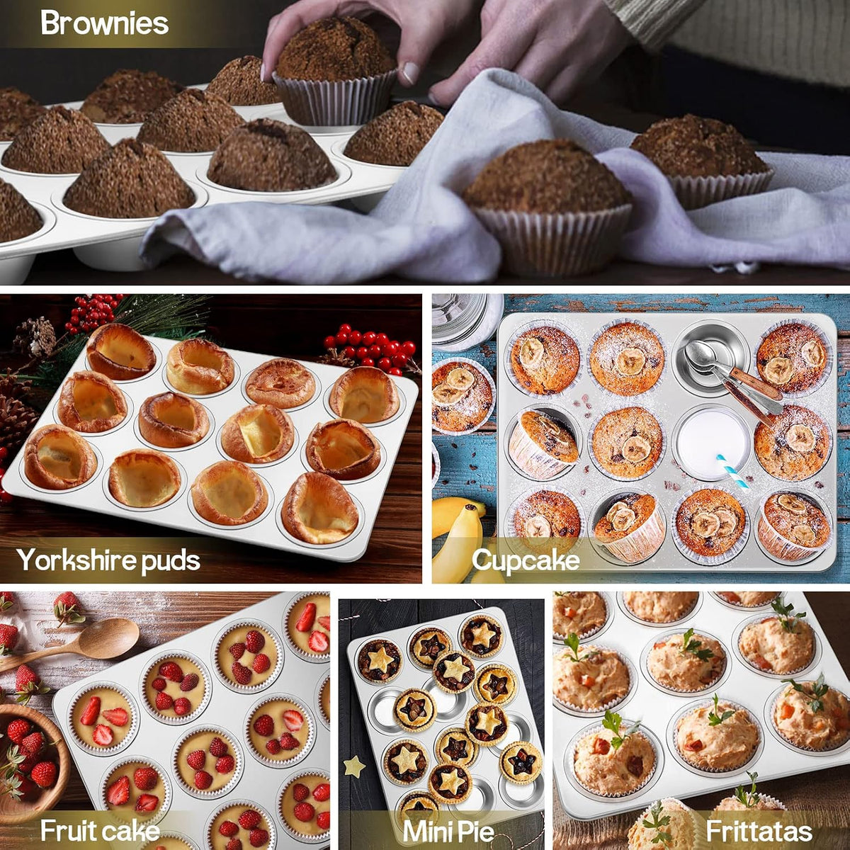 12-Cup Muffin Pan, Stainless Steel Muffin Tin
