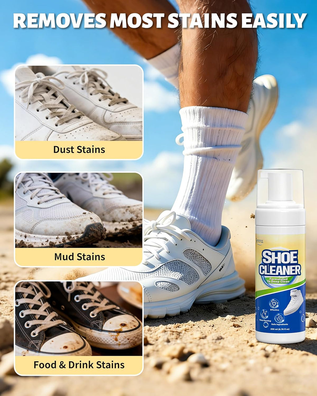 Shoe Cleaner, Sneaker Cleaner Kit with Brush and Towel, Deep Clean Shoe Cleaning Kit for White Shoes