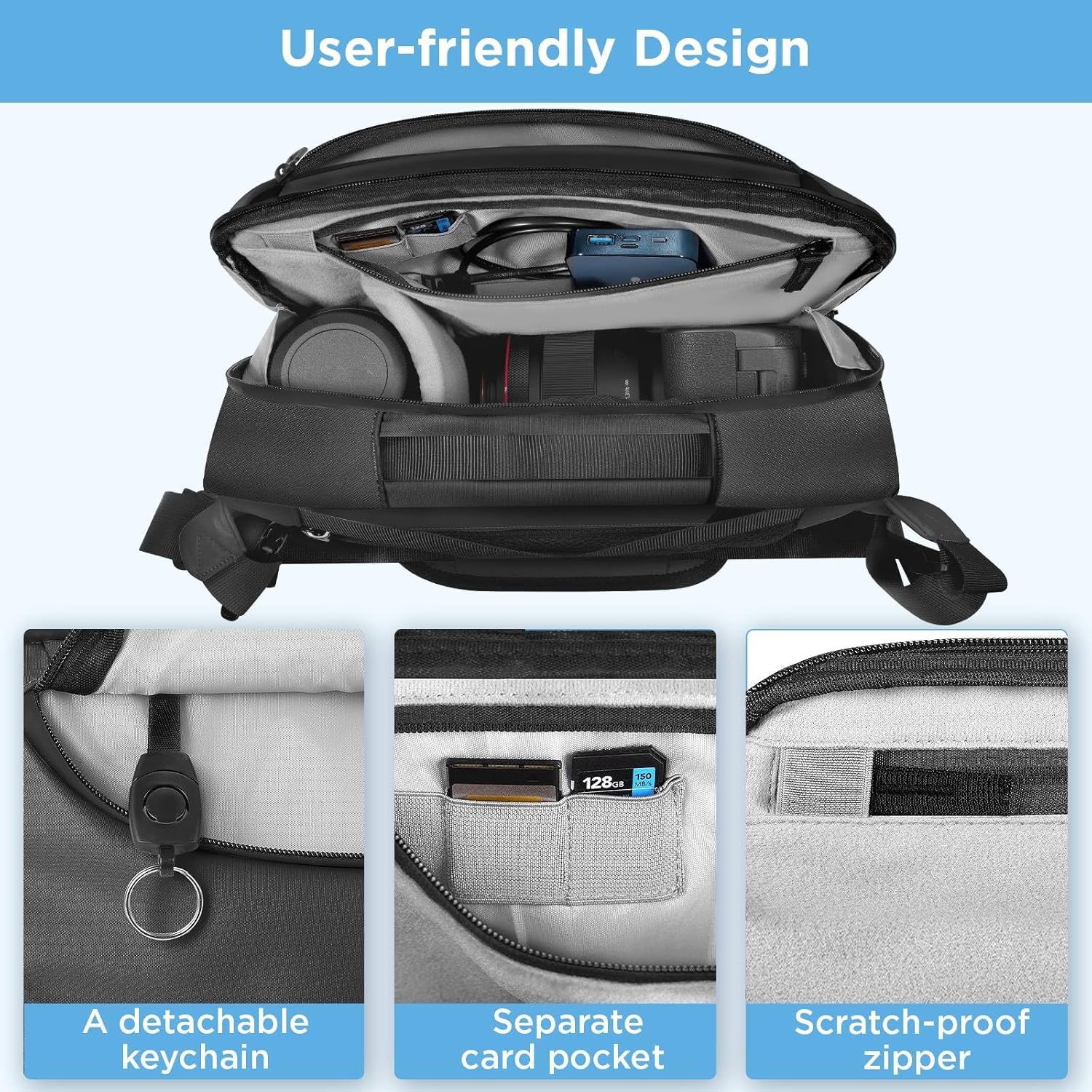 Camera Sling Bag,Waterproof Camera Case with Tripod Holder,Lightweight DSLR/SLR/Mirrorless Camera Bags Crossbody for