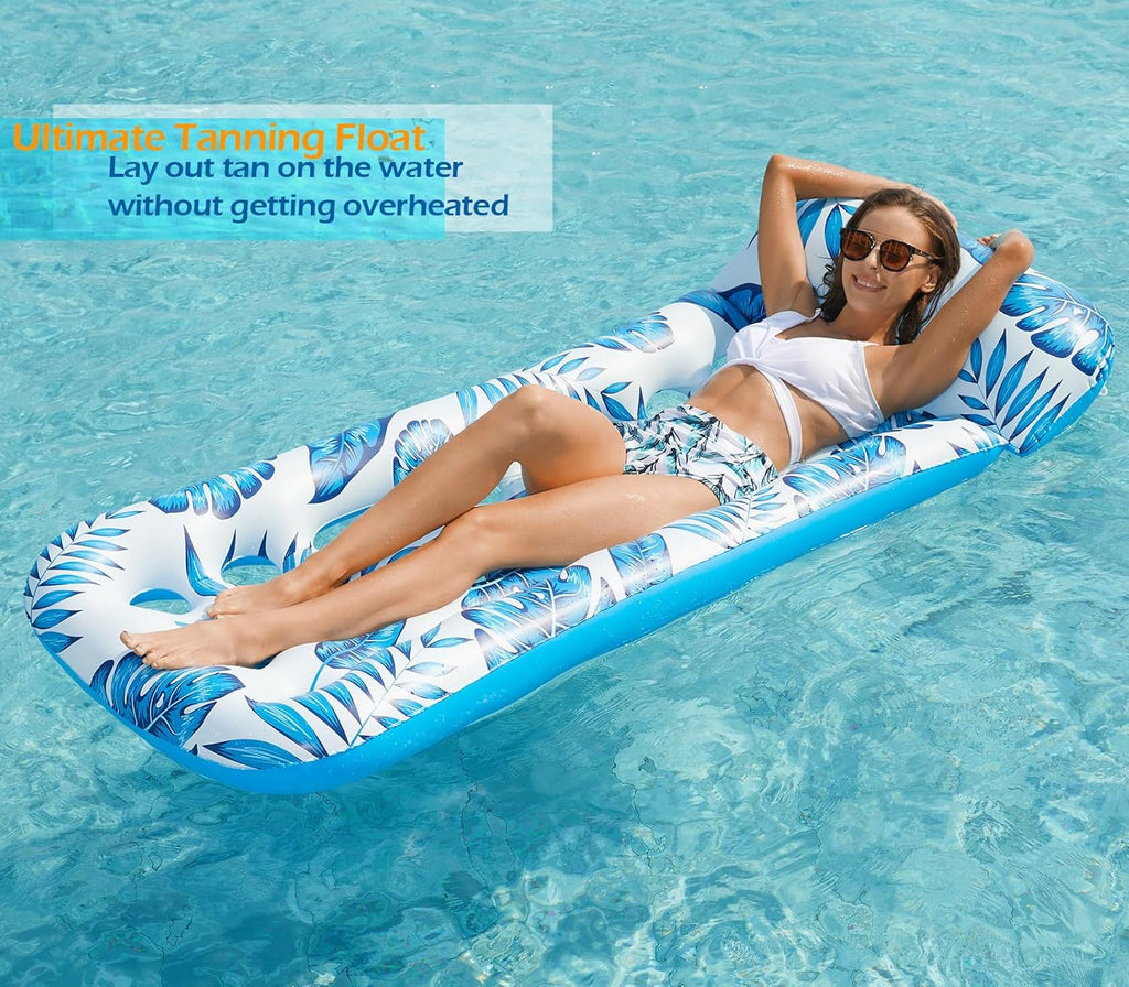 Inflatable Pool Float Lounge - Floaties Rafts for Adults Floating Lounger Sun Tanning Floats Cool Water Floaty