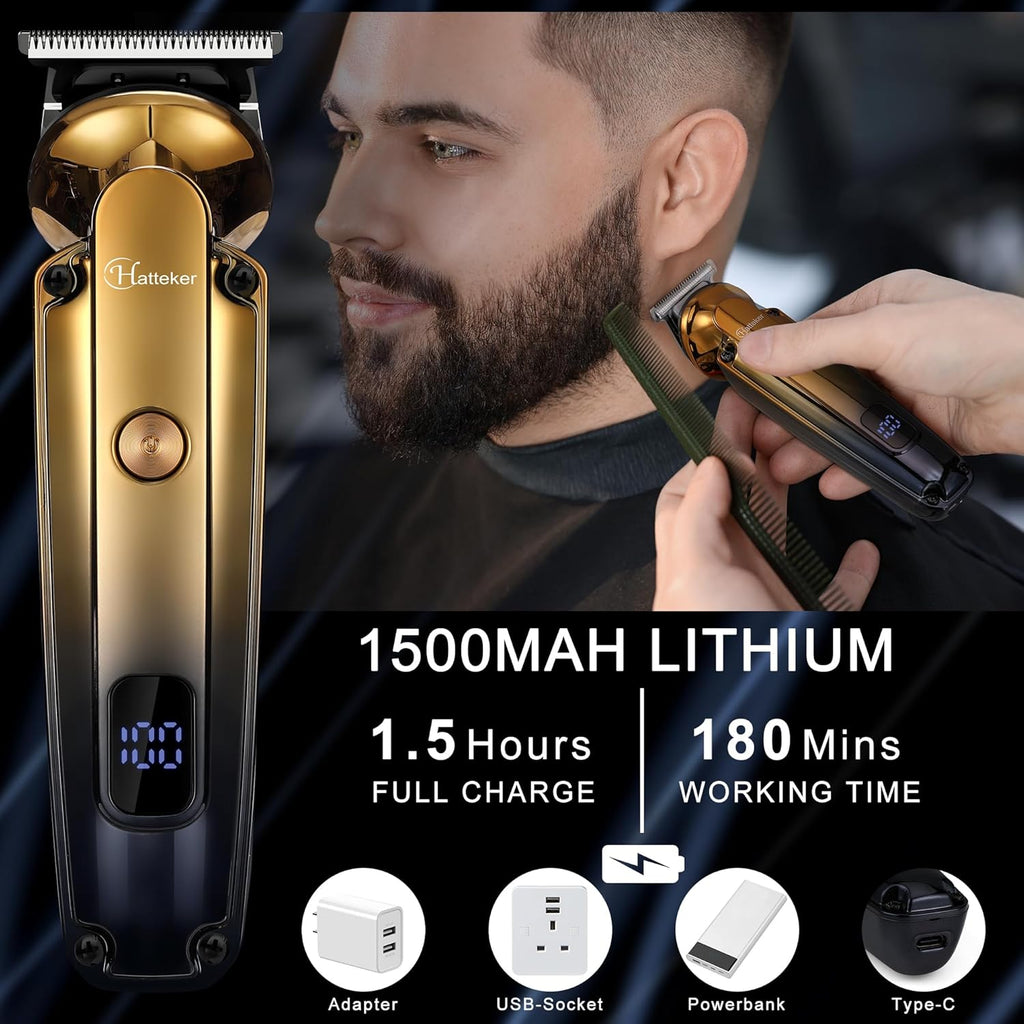 Men's Beard Trimmer Kit Electric Razor Shaver Professional Hair Clipper with Zero Gapped T-Blade Nose Ear Beard Body