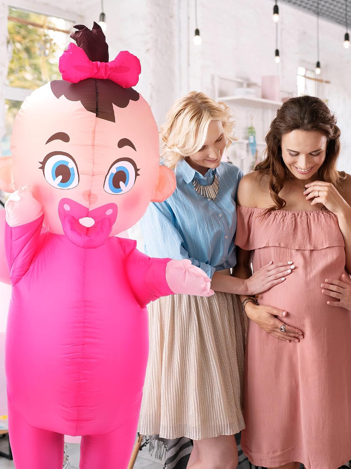 2 PCS Inflatable Baby Costume, Giant Gender Reveal Ideas | Boy & Girl, Adult Blow up Costume, Baby Shower Outfit