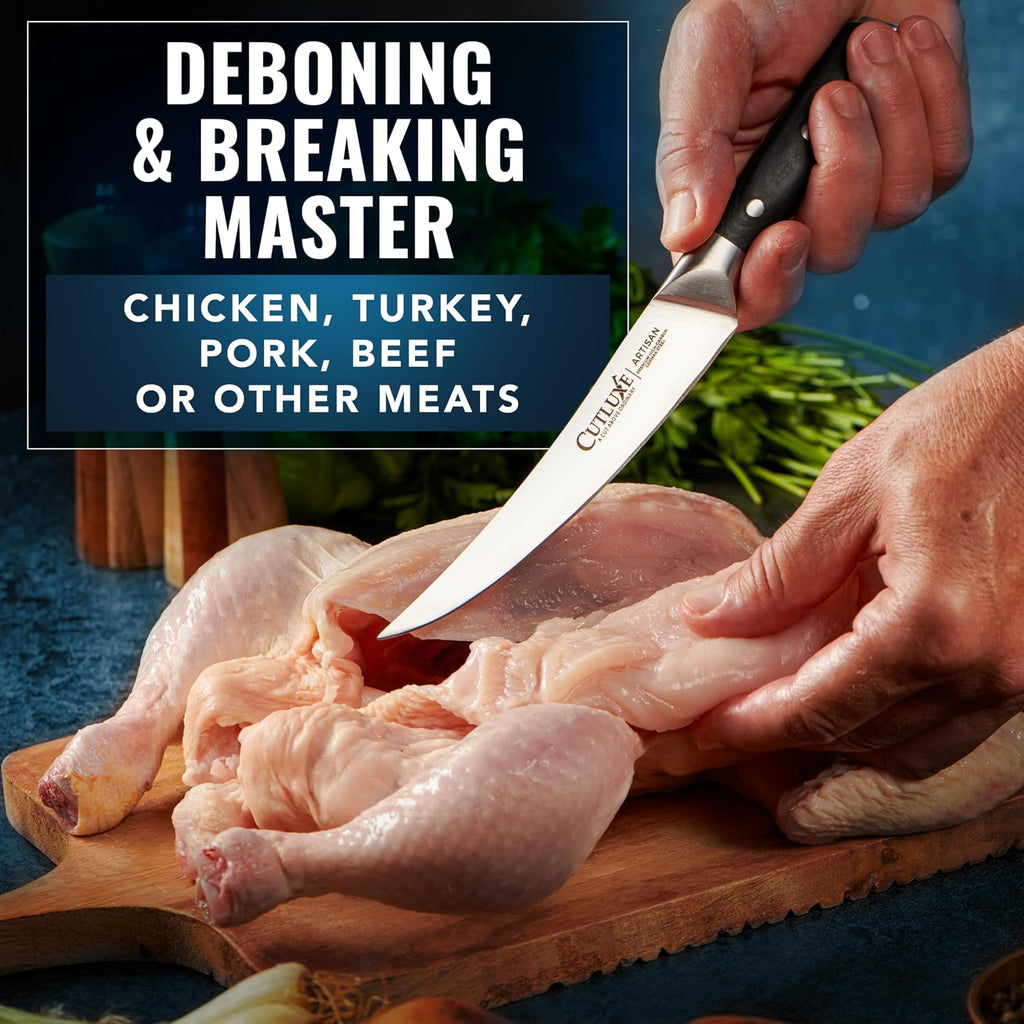Curved Boning Knife, 6" for Meat Cutting & Trimming – Fillet Knife