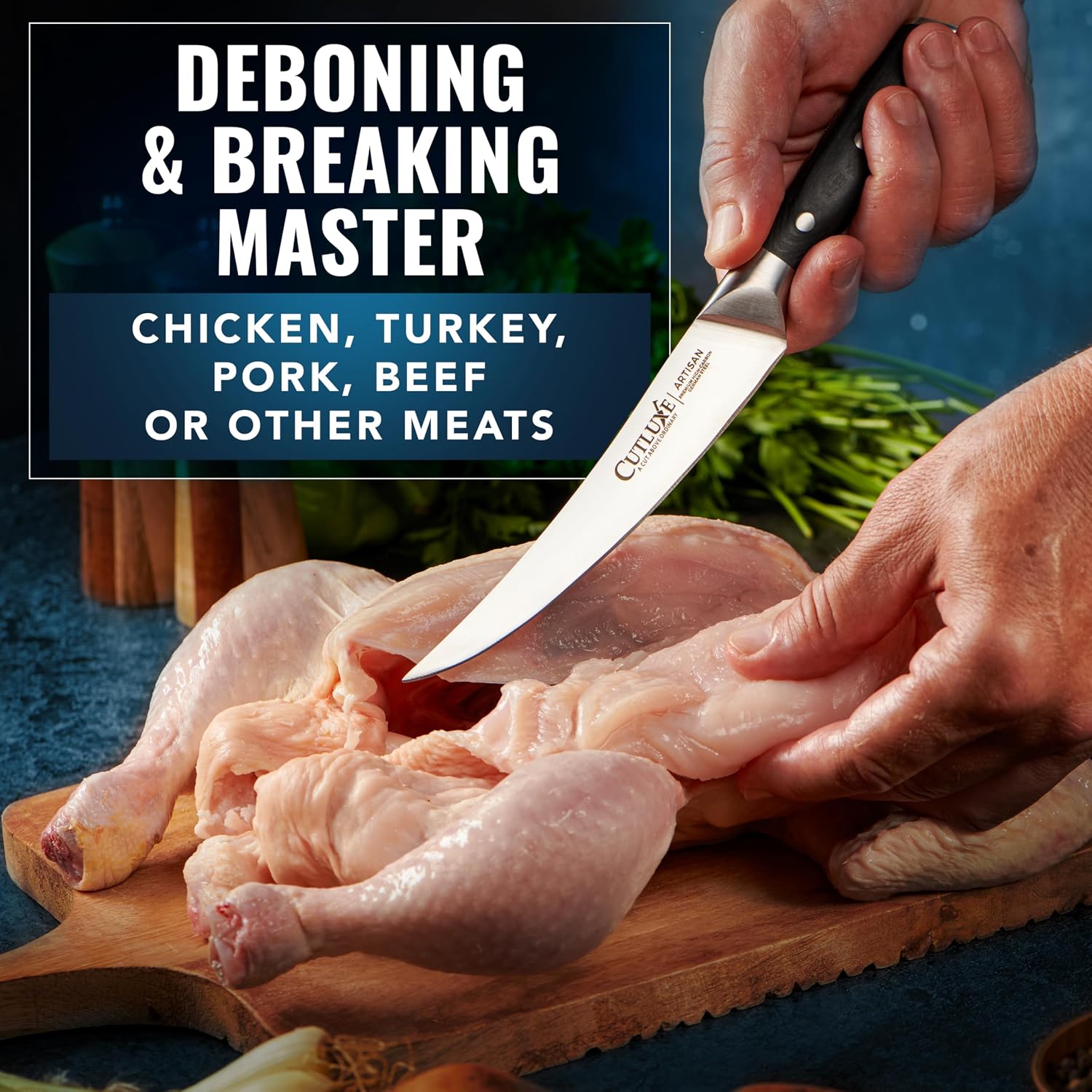 Curved Boning Knife, 6" for Meat Cutting & Trimming – Fillet Knife