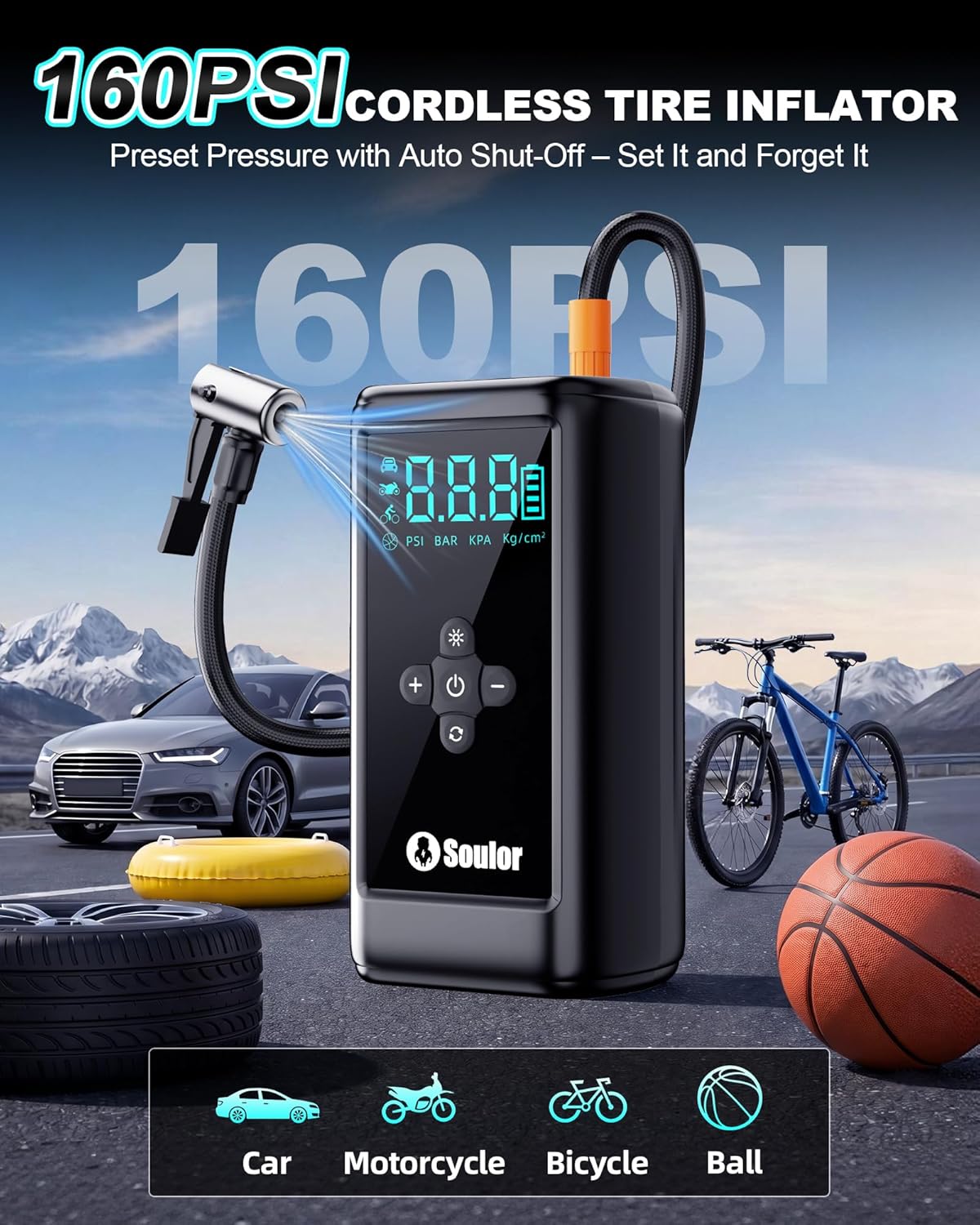 Jump Starter with Air Compressor Battery Jumper Starter Portable 6000A Car Battery Jump Starter with 160PSI Portable