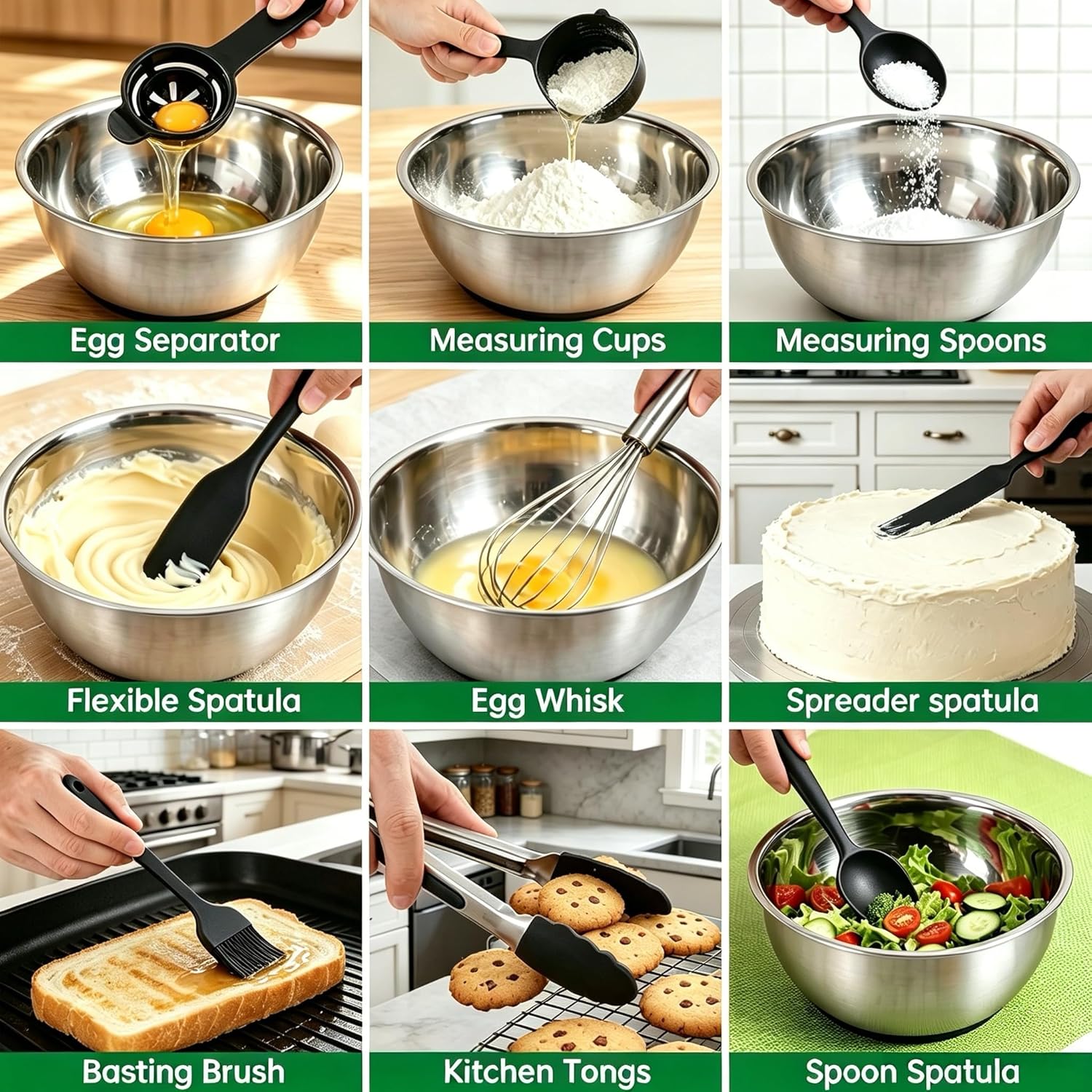Premium Mixing Bowls with Airtight Lids Set, 22Pcs Thicker Stainless Steel Mixing Bowl Set, Large Prep Metal Bowls