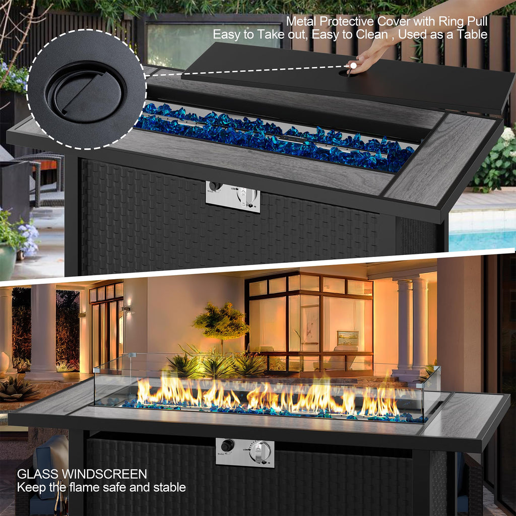 45 inch Propane Fire Pit Table for Outside Patio, Black