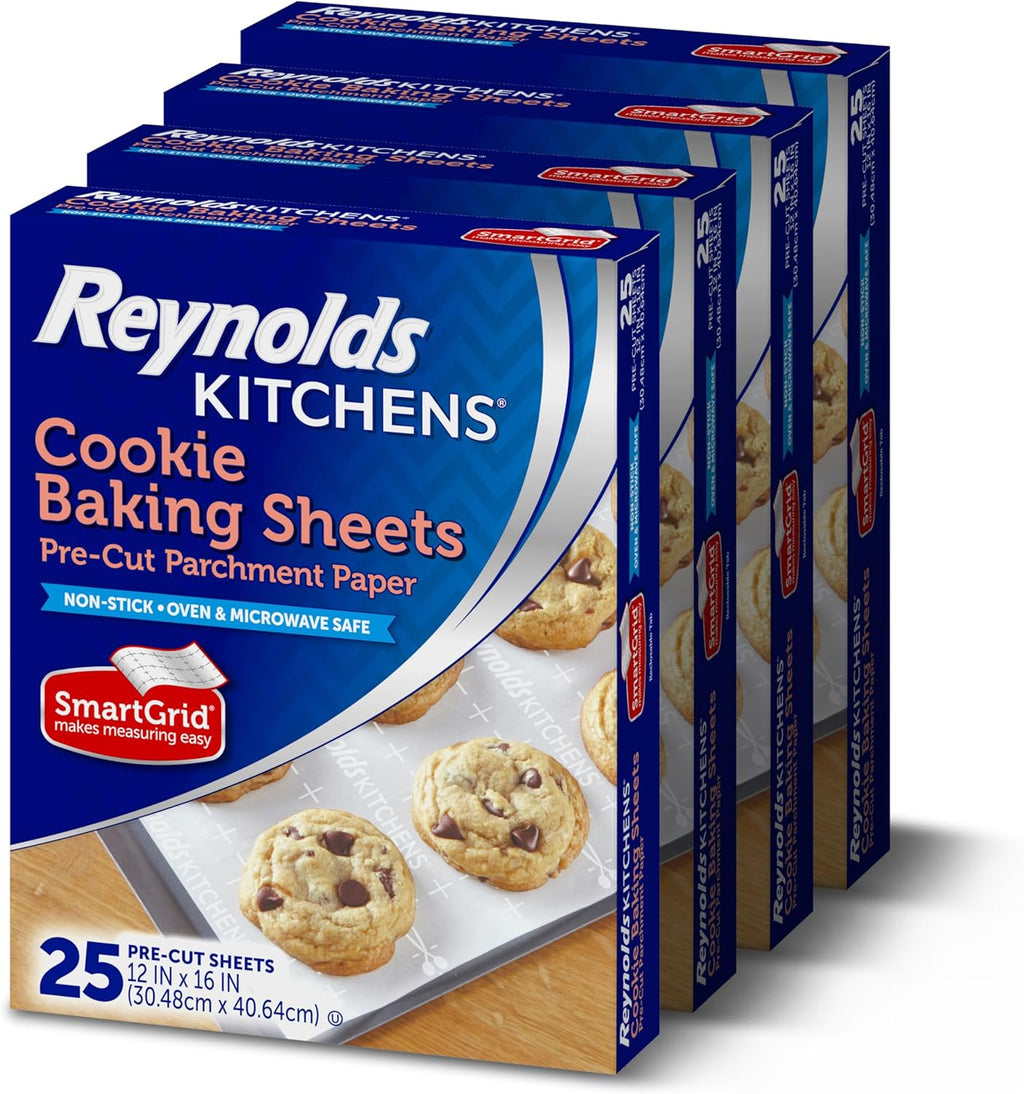 Kitchens Parchment Baking Sheets, 25 Sheets (Pack of 4), 100 Total