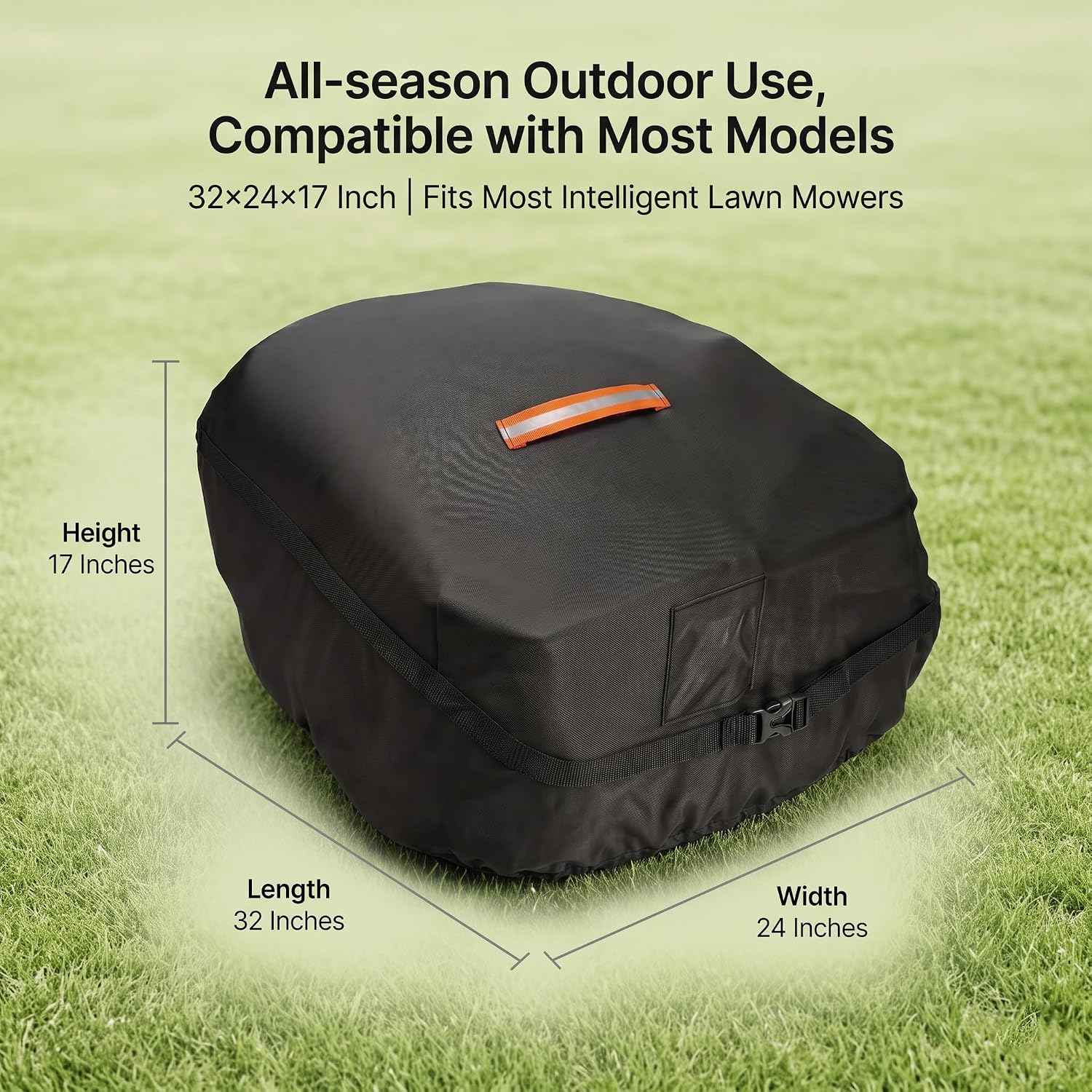 Robot Lawn Mower Cover Waterproof, 420D Outdoor Robotic Mower Cover, Black | 420D waterproof fabric, backyard robotic