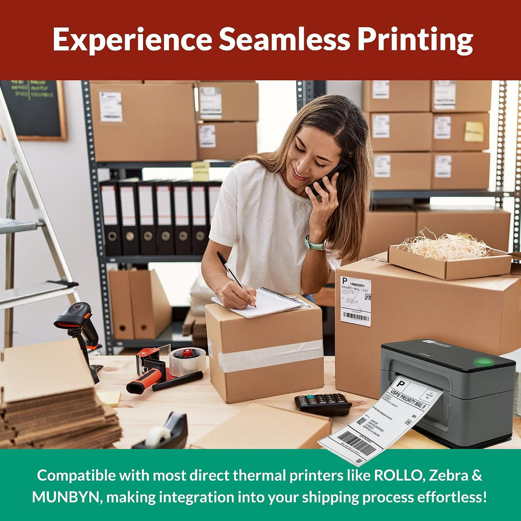 4x6 Thermal Shipping Labels Waterproof, Compatible with Rollo Zebra