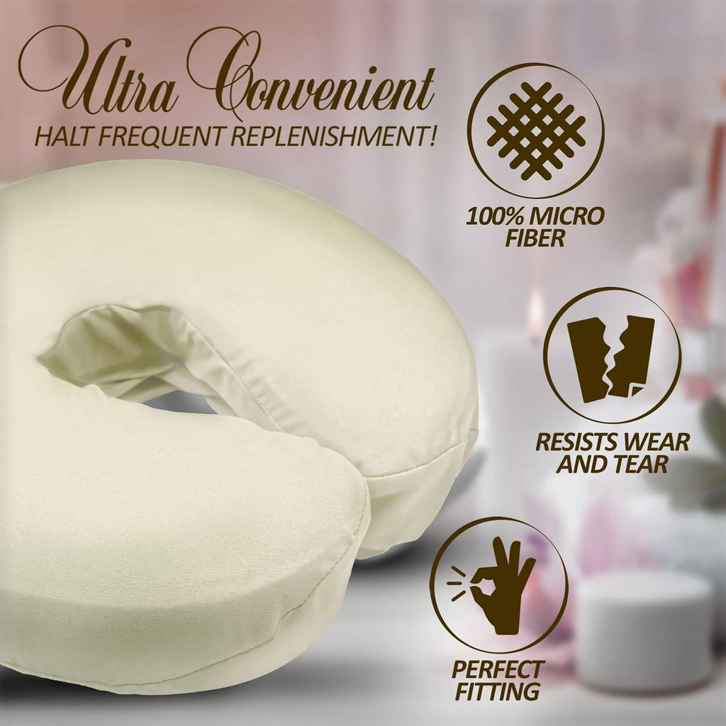 Soft & Heavy Microfiber Massage Tables Face Cradle Covers Cozies Fitted- 4 Pieces (4, Natural)