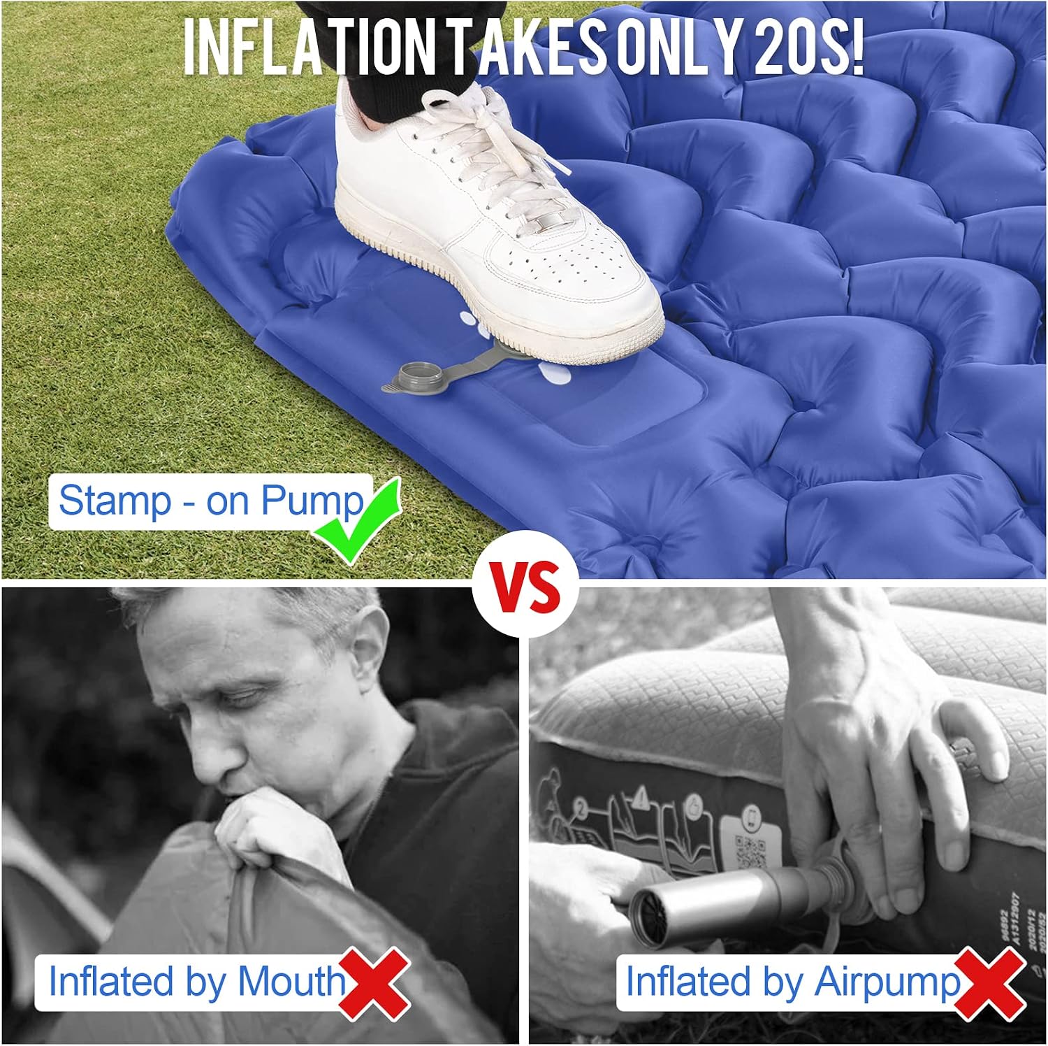 Sleeping Pad, Ultralight Inflatable Sleeping Pad for Camping, Built-in Pump, Ultimate for Camping, Hiking, Airpad