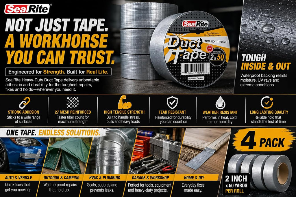 Heavy-Duty Silver Duct Tape 2 Inch x 50 Yards 27 Mesh
