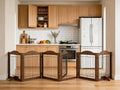 Folding No-Assembly Dog Door Pet Gate 144" Wide, 30" Tall Wooden Dog Gate with Door Walk Through, Freestanding Wire