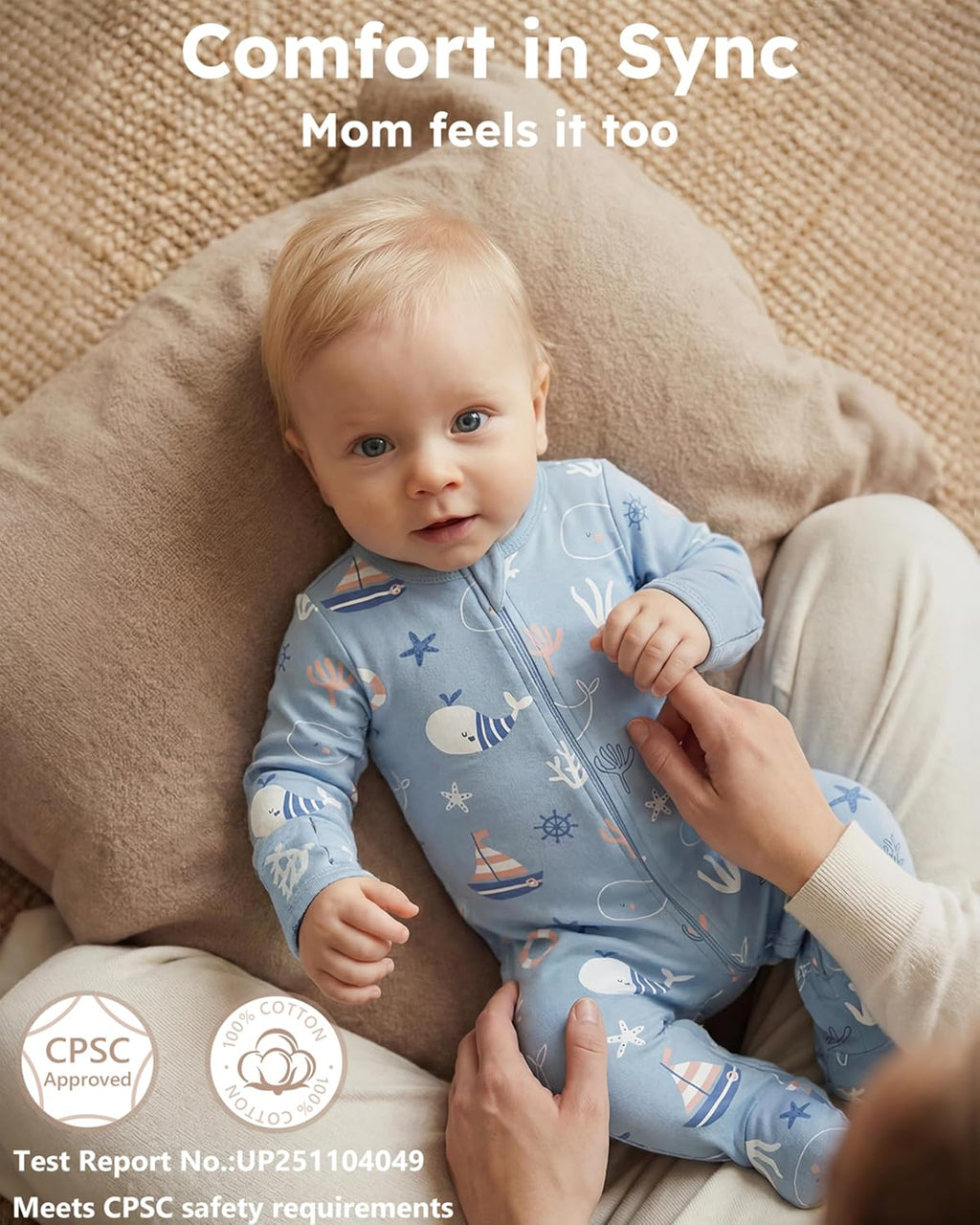 Baby Sleepers 100% Cotton Footie Pajamas, Newborn 0-3 3-6 6-9 Months with 2-Way Zipper, 2pcs PJs Baby Boy Clothes