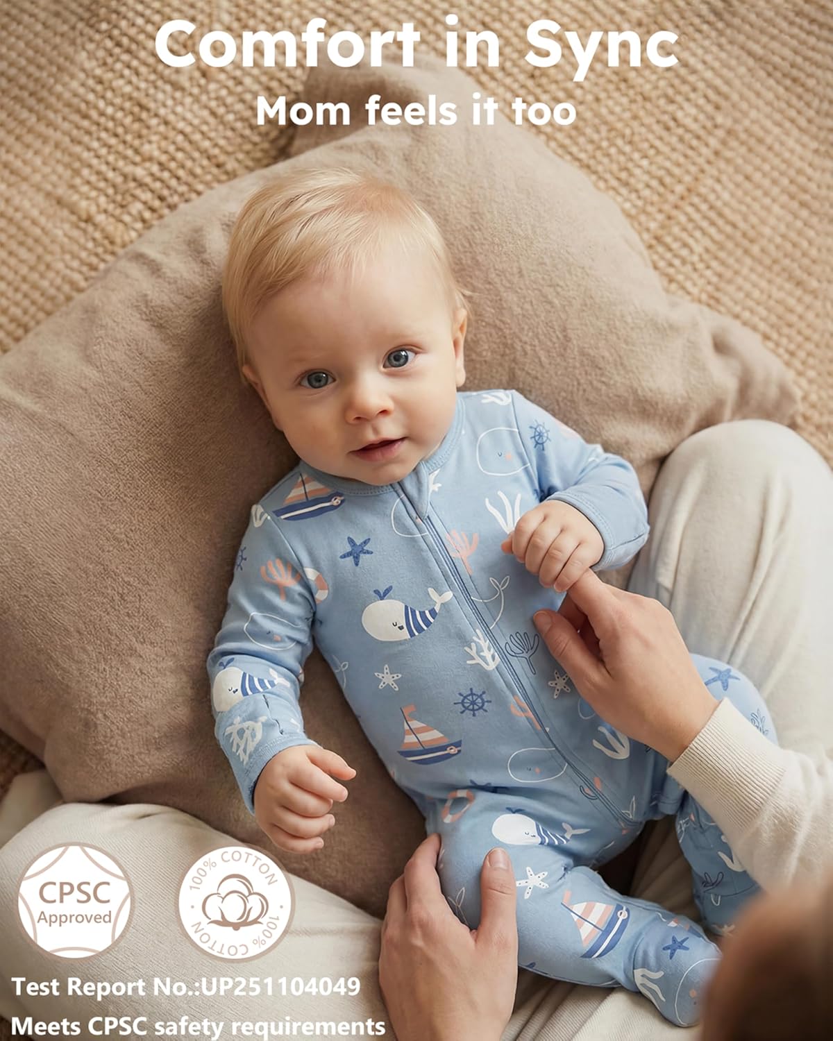 Baby Sleepers 100% Cotton Footie Pajamas, Newborn 0-3 3-6 6-9 Months with 2-Way Zipper, 2pcs PJs Baby Boy Clothes