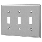 ENERLITES Toggle Light Switch Stainless Steel Wall Plate, 3-Gang, Silver