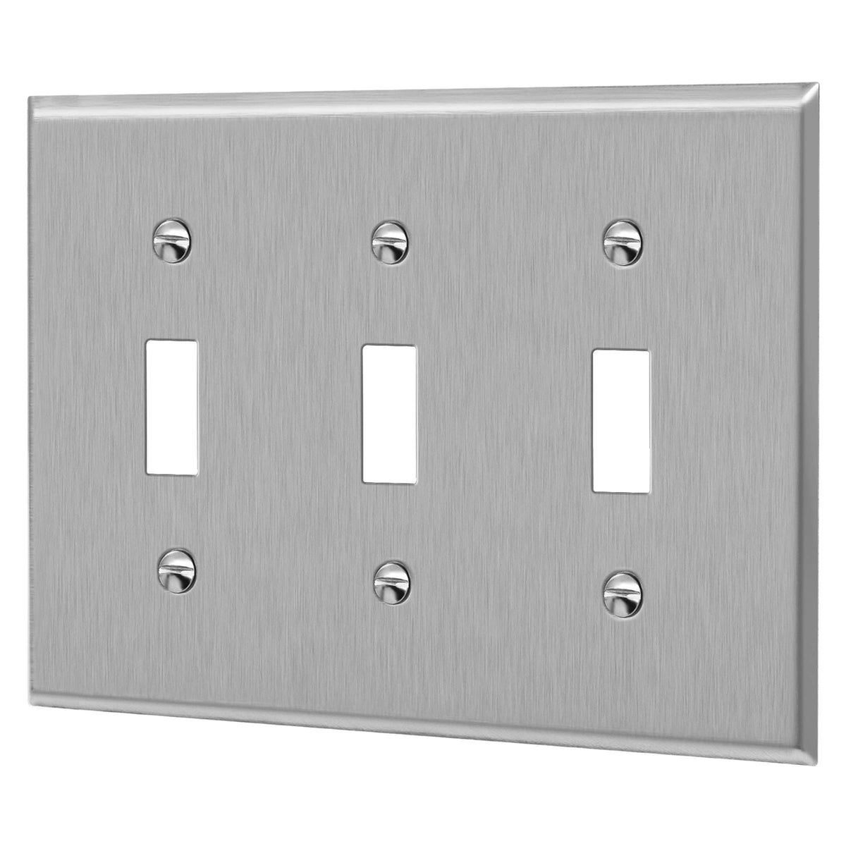 ENERLITES Toggle Light Switch Stainless Steel Wall Plate, 3-Gang, Silver