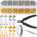 1200 Pcs Crimp Beads Supplies for Jewelry Making, Including Crimp Covers, Crimp Tubes and Wire Guardians, Lobster