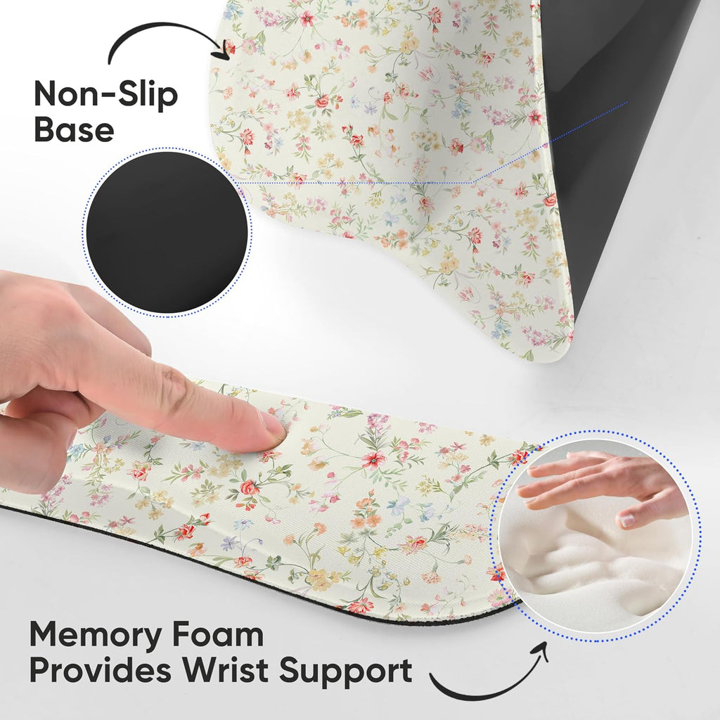 Wrist Rest Support for Mouse Pad Keyboard Set Circle Coaster Gaming Mouse Pad Ergonomic Gel Memory Foam Set for
