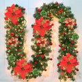 Christmas Garland, 9FT/2.7M Xmas Garland with Lights for Front Door, Christmas Tree Decorations, Mantle, Home