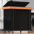 Laundry Basket with Wheels, 230L Leather Patchwork Laundry Sorter 3 Section | Sturdy Metal Frame, Removable Washable