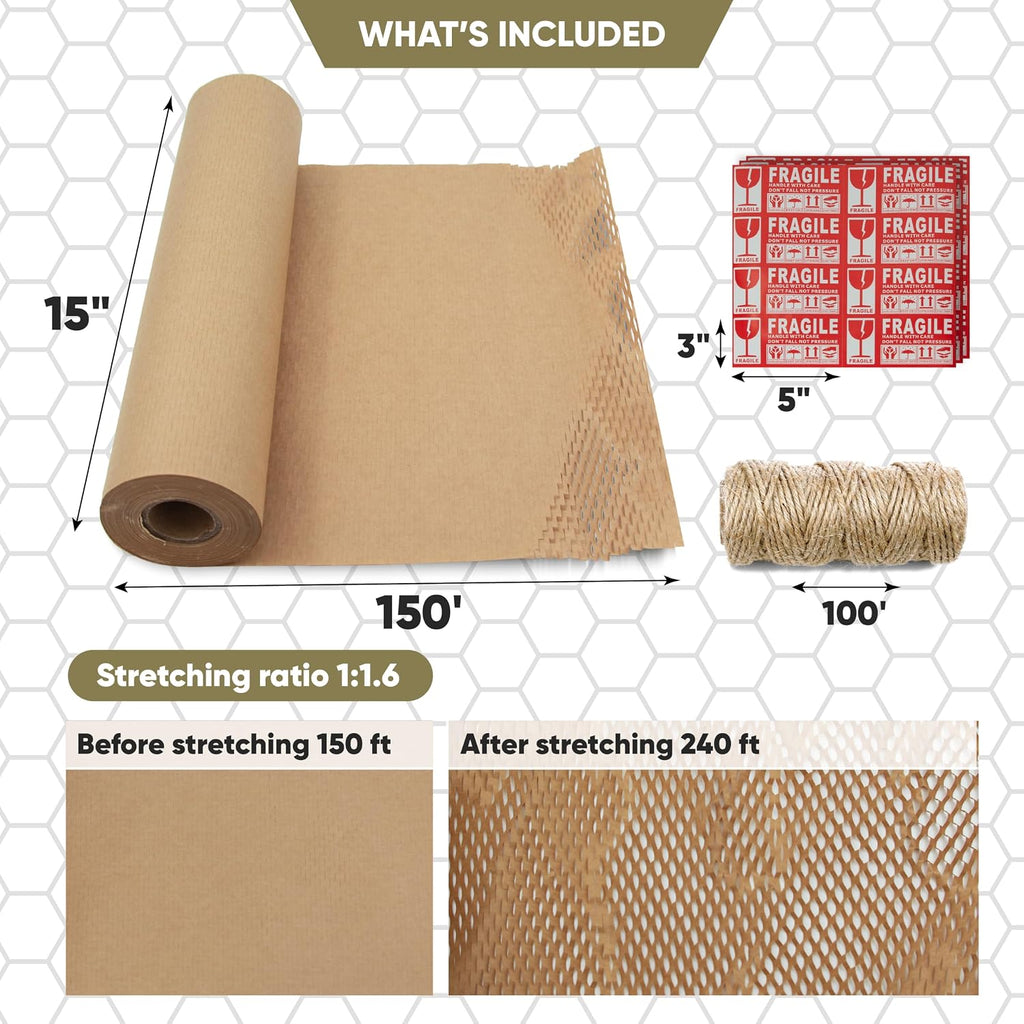 Honeycomb Packing Paper | Bubble Plastic Wrap Alternative | Moving Supplies